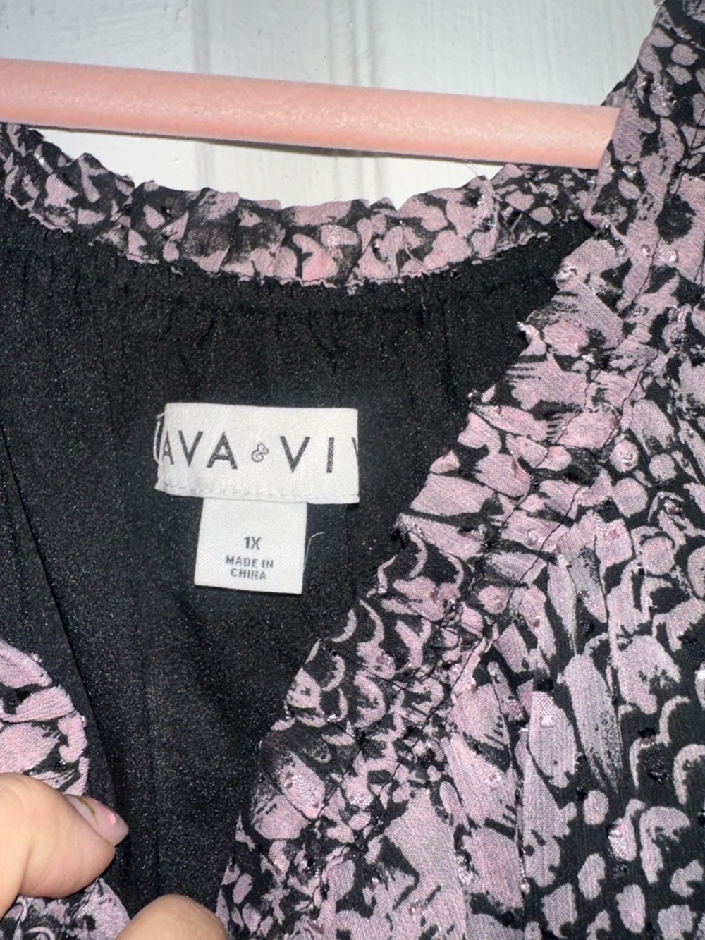 Ava & Viv Pink and Black Printed Maxi Dress - Picture 2 of 3